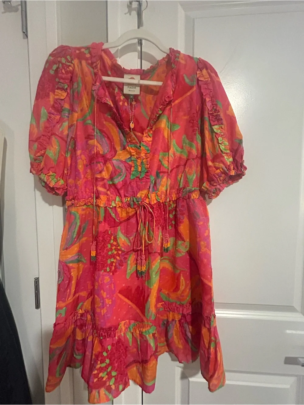 FARM Rio Pink, Orange & Green Floral Mini Dress - Picture 1 of 5